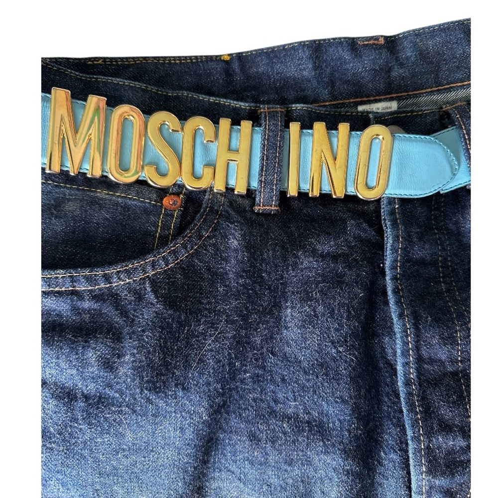 Moschino Cerulean Logo Belt